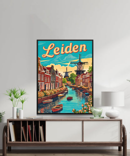 Leiden Vintage Travel Poster