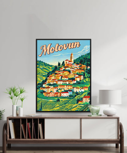 Motovun Vintage Travel Poster - Croatia