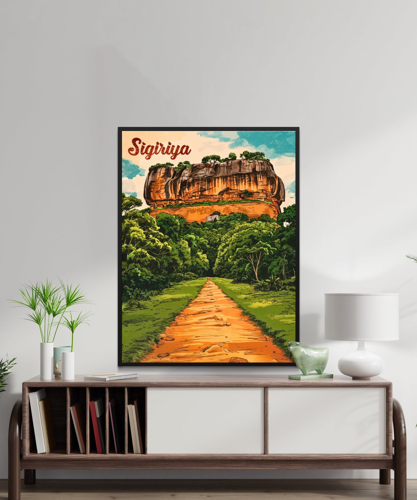 Sigiriya Vintage Travel Poster - The Lion Rock Fortress of Sri Lanka