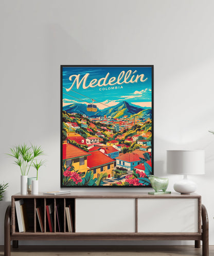 Medellín Vintage Travel Poster - The Stunning Landscape Spirit of Colombia