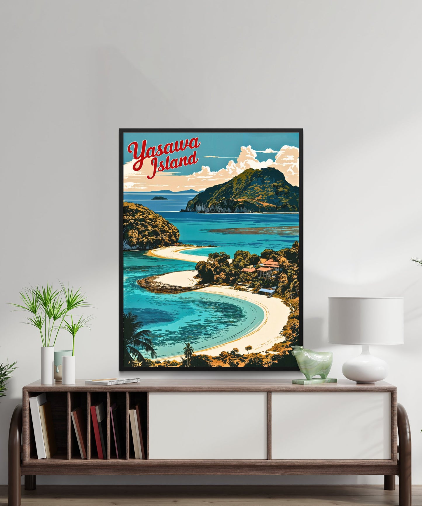 Yasawa Island Vintage Travel Poster - Captivating Island Blue Waters