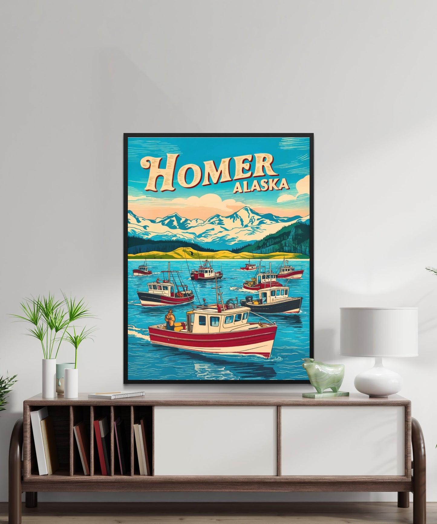 Homer Vintage Travel Poster - Halibut Fishing Capital of the World