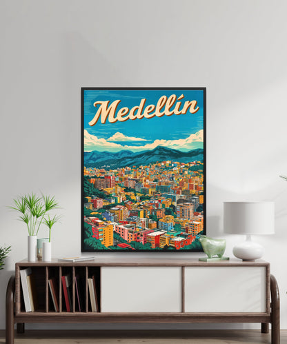 Medellín, Colombia Vintage Travel Poster