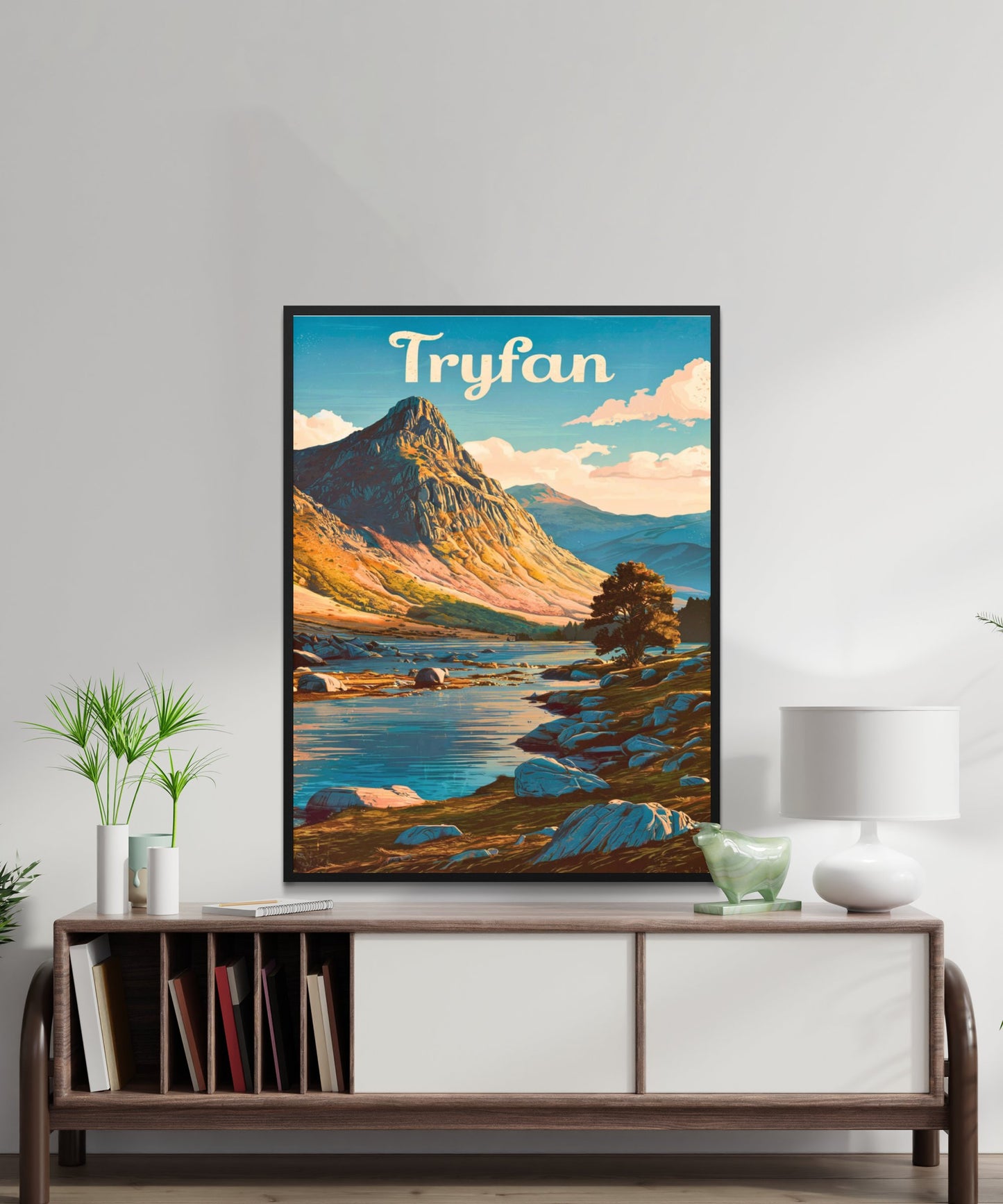 Tryfan Vintage Travel Poster - Iconic View of Snowdonia Landscape North Wales