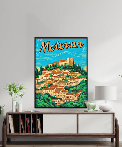 Motovun Vintage Travel Poster - Croatia Land of Wine and Truffles