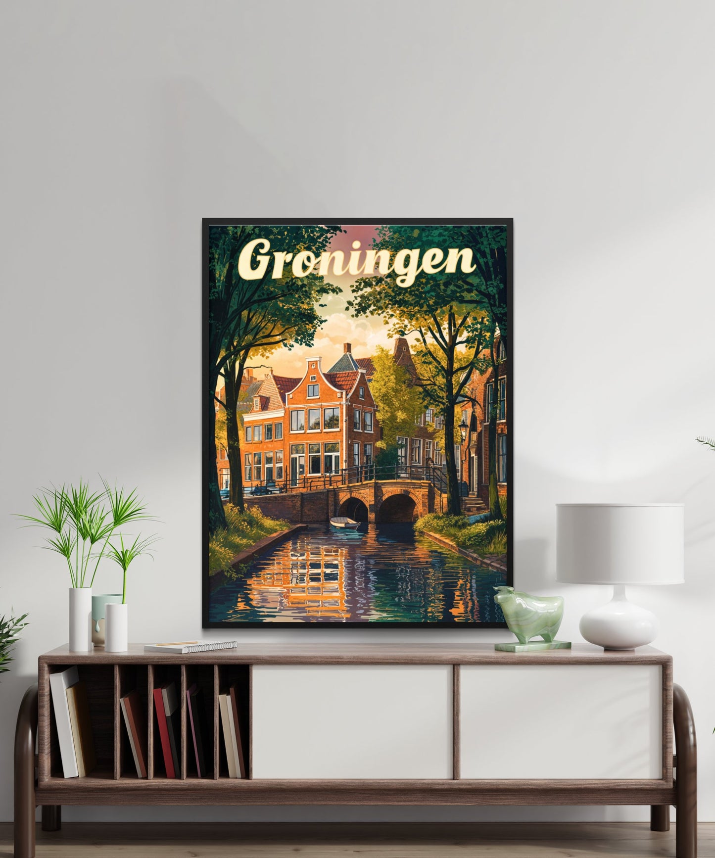 Groningen Vintage Travel Poster - Captivating Canal View