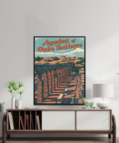 Aqueduct of Padre Tembleque Vintage Travel Poster