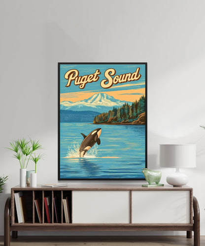 Puget Sound Vintage Travel Poster