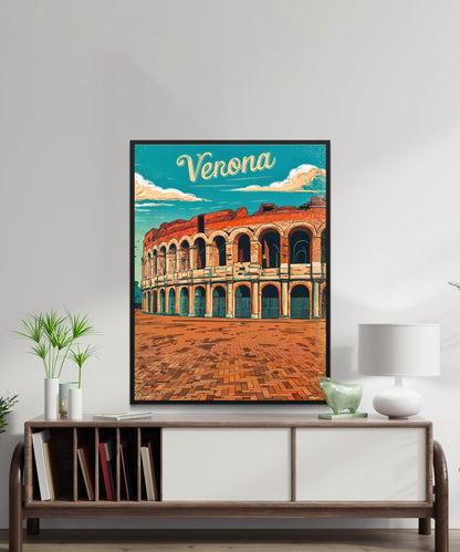 Verona, Italy Vintage Travel Poster - Ruins in Italy