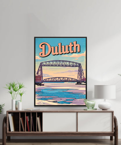 Duluth Vintage Travel Poster - Iconic Bridge