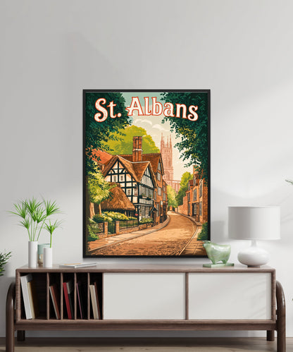 St. Albans Vintage Travel Poster