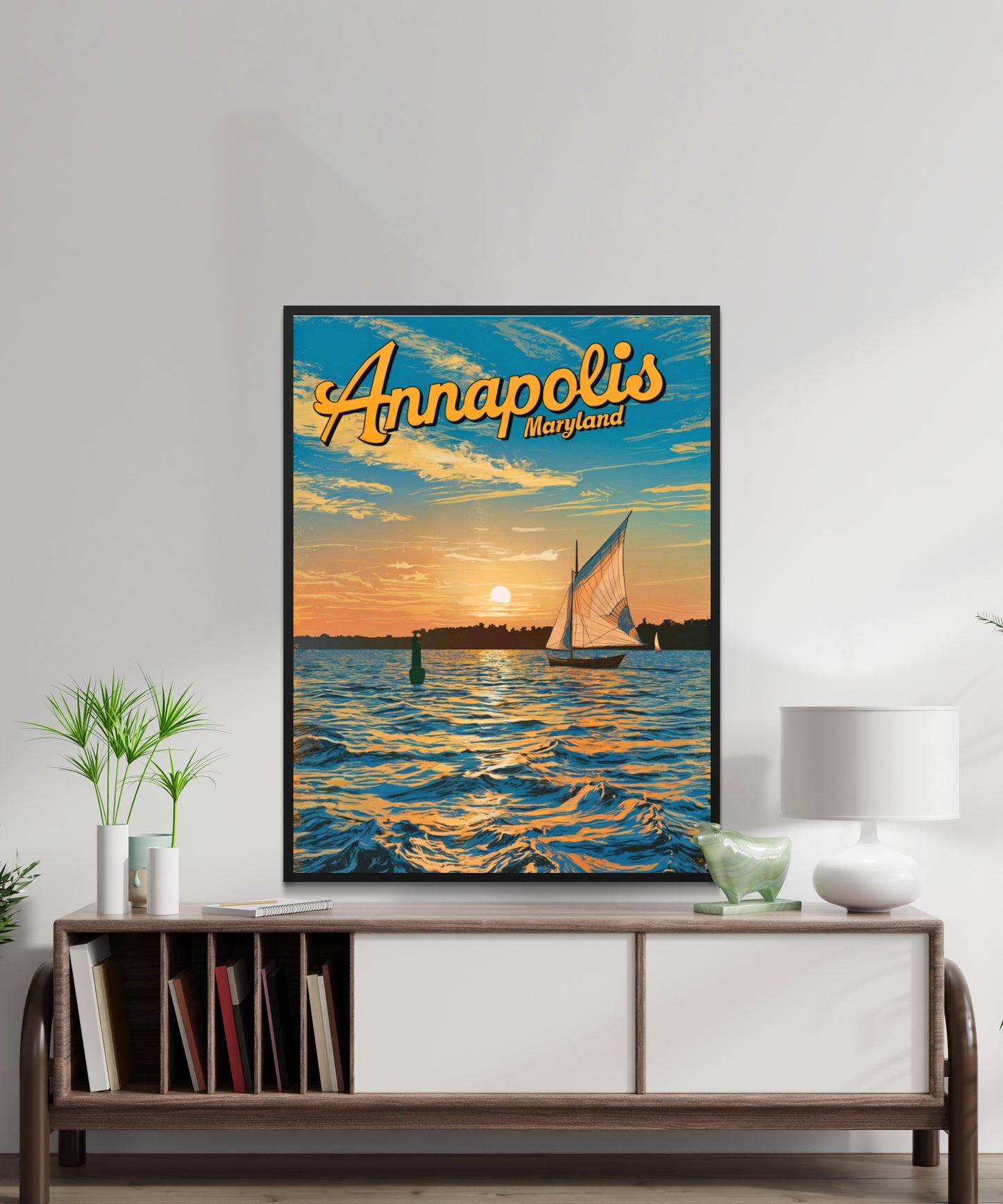 Annapolis Vintage Travel Poster - Sailing into Maryland