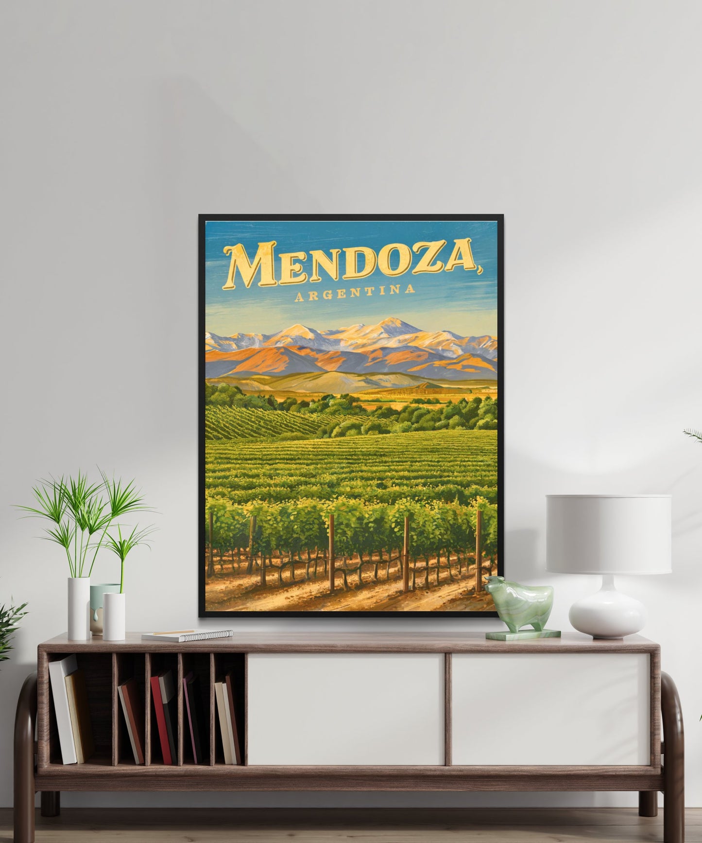 Mendoza Vintage Travel Poster - Captivating View of Argentina Vineyard Landmark