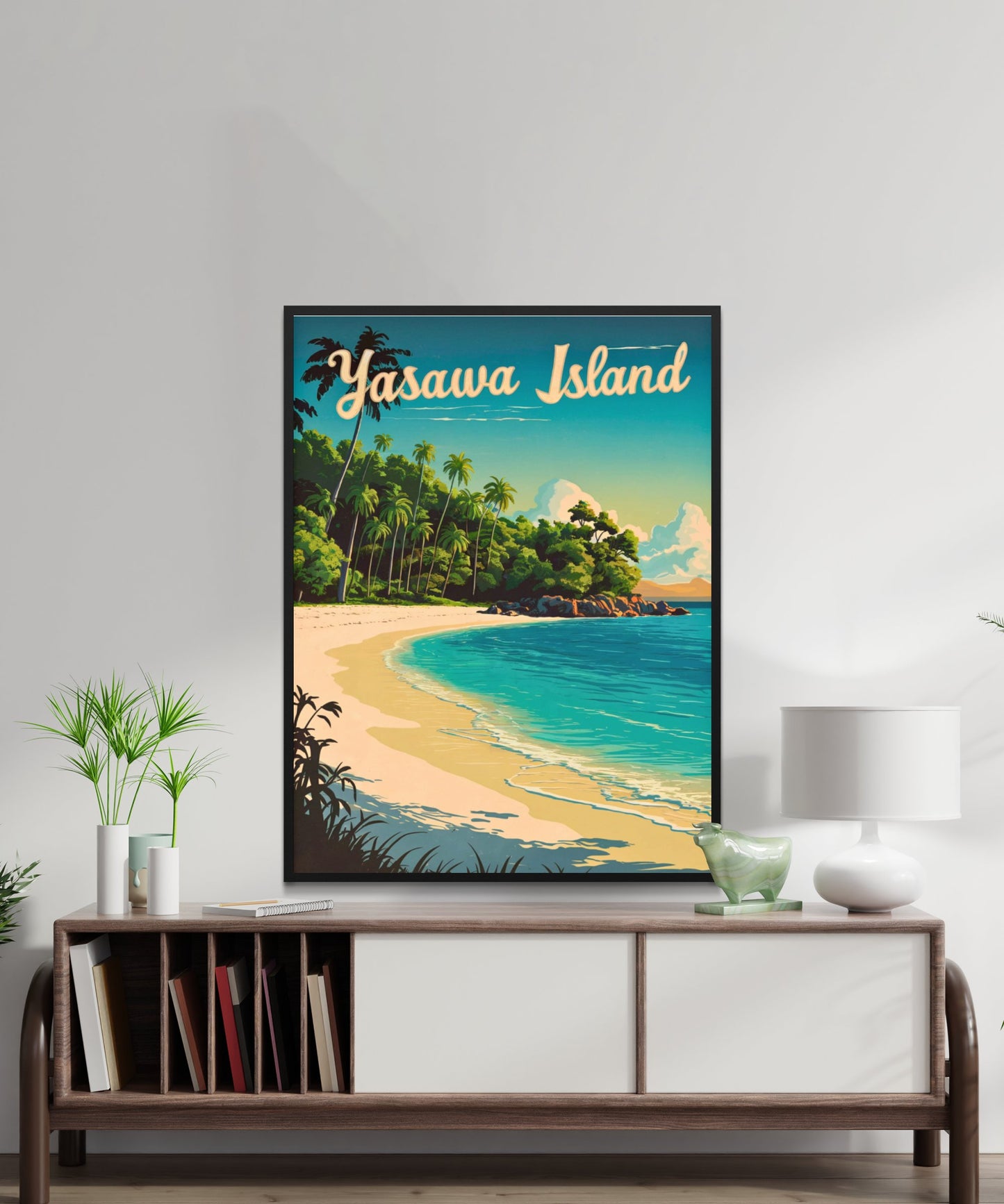 Yasawa Island Vintage Travel Poster - Stunning Island View an Archipelago in Fiji