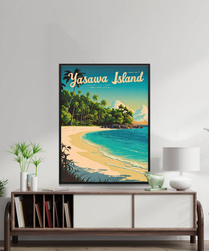 Yasawa Island Vintage Travel Poster - Stunning Island View an Archipelago in Fiji