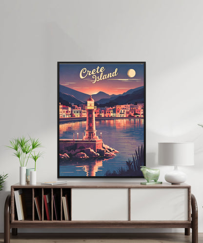 Crete Island Vintage Travel Poster - Chania Greece