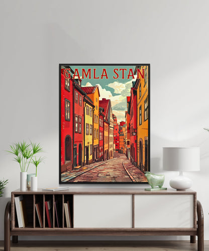 Gamla Stan Vintage Travel Poster - Explore the Narrow Street of Stockholm