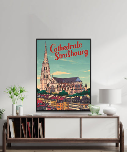 Strasbourg Cathedral Vintage Travel Poster - Cathedral of Our Lady of Strasbourg