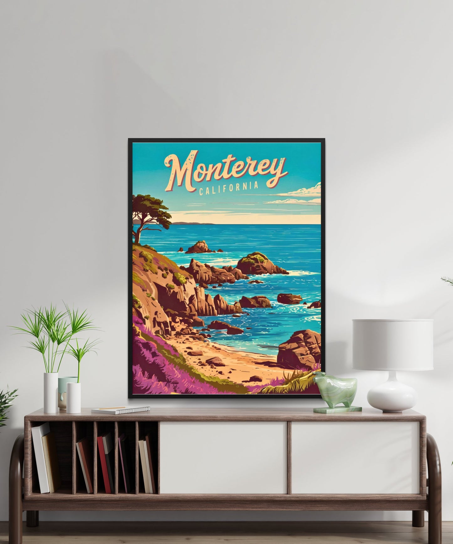 Monterey Vintage Travel Poster - California Relaxing Coastal Getaway