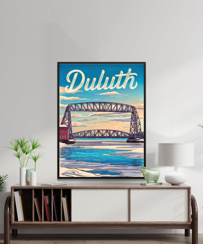 Duluth Vintage Travel Poster - Captivating Bridge Minnesota