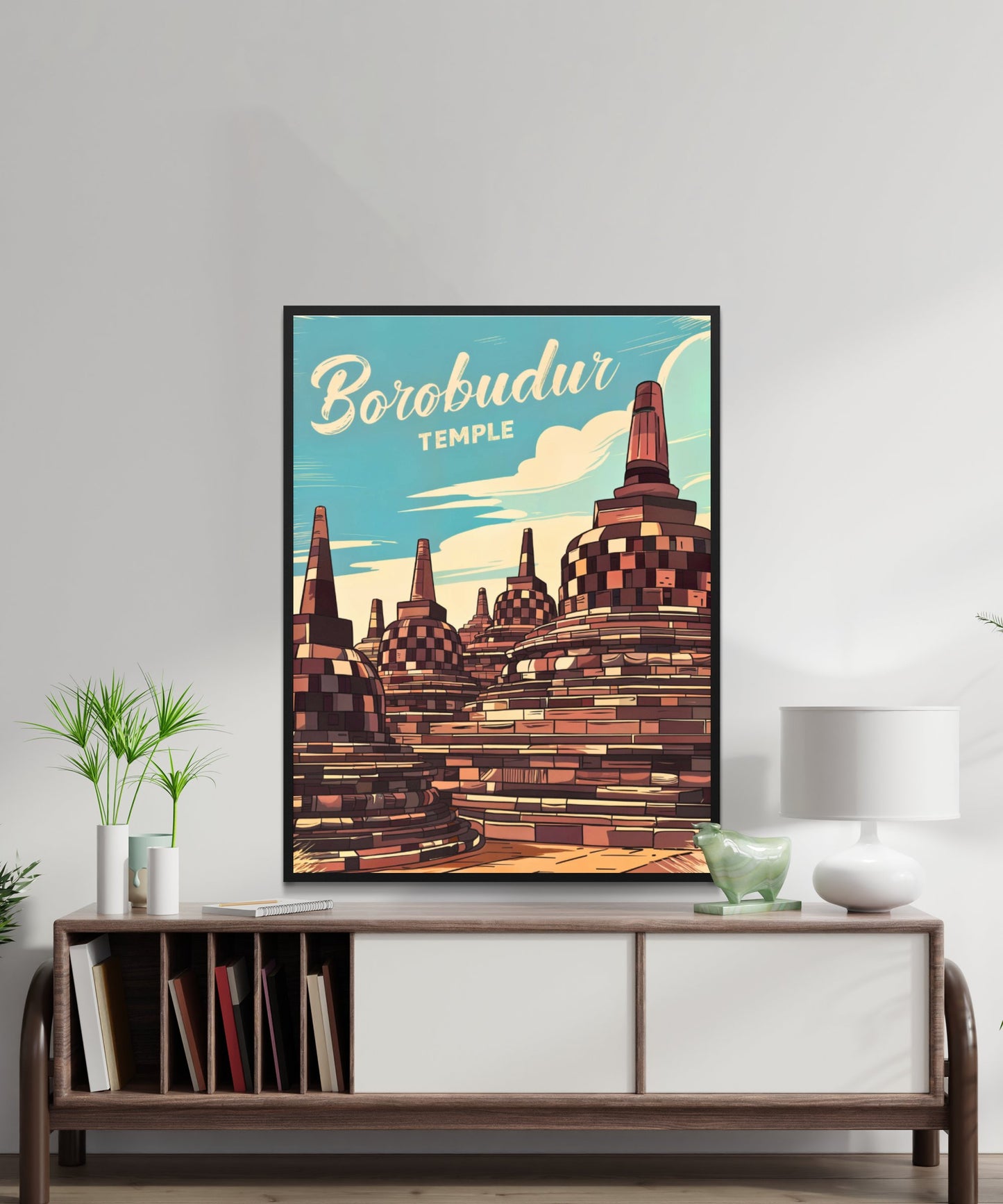 Borobudur Temple Vintage Travel Poster - Indonesia