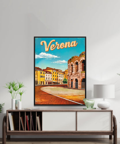 Verona, Italy Vintage Travel Poster  -City of Romance and Ruins