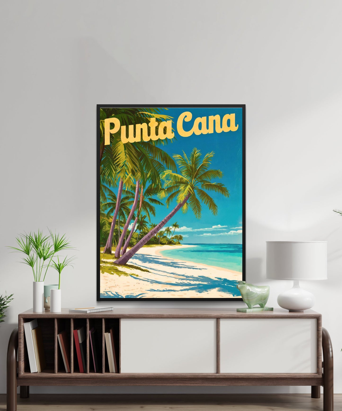 Punta Cana Vintage Travel Poster - Relaxing White Sandy Beach in Dominica Republic