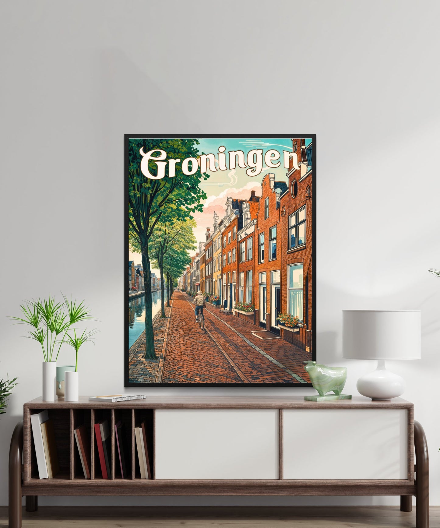 Groningen Vintage Travel Poster - Captivating Serene Urban Street View