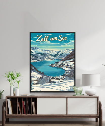 Zell am See Vintage Travel Poster - Winter Austria’s Lakeside Jewel