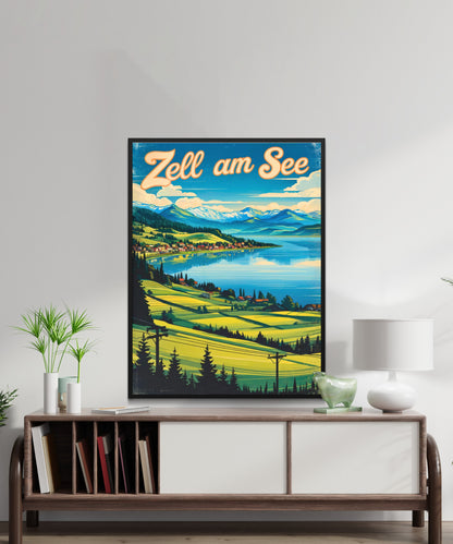 Zell am See Vintage Travel Poster - Austrian Timeless Alpine Beauty