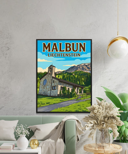 Malbun Vintage Travel Poster - Captivating Mountain View