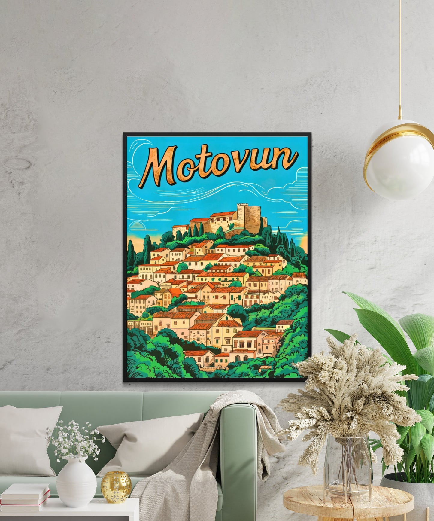 Motovun Vintage Travel Poster - Croatia Land of Wine and Truffles