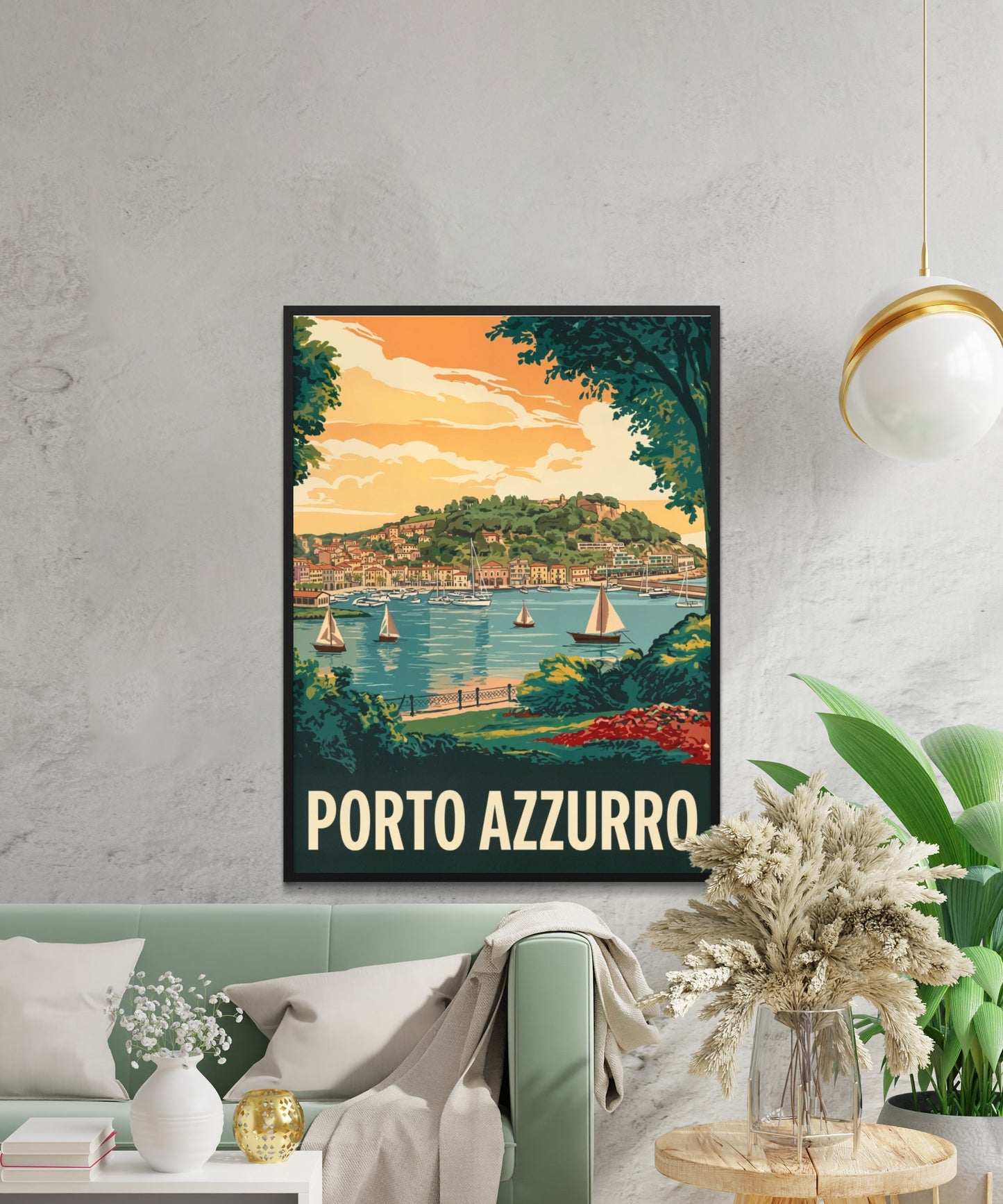 Porto Azzurro Vintage Travel Poster - Elba Island, Italy