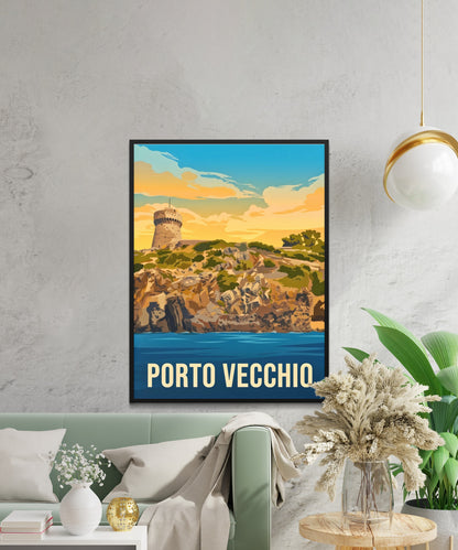 Porto Vecchio Vintage Travel Poster - Hidden Mediterranean Gem