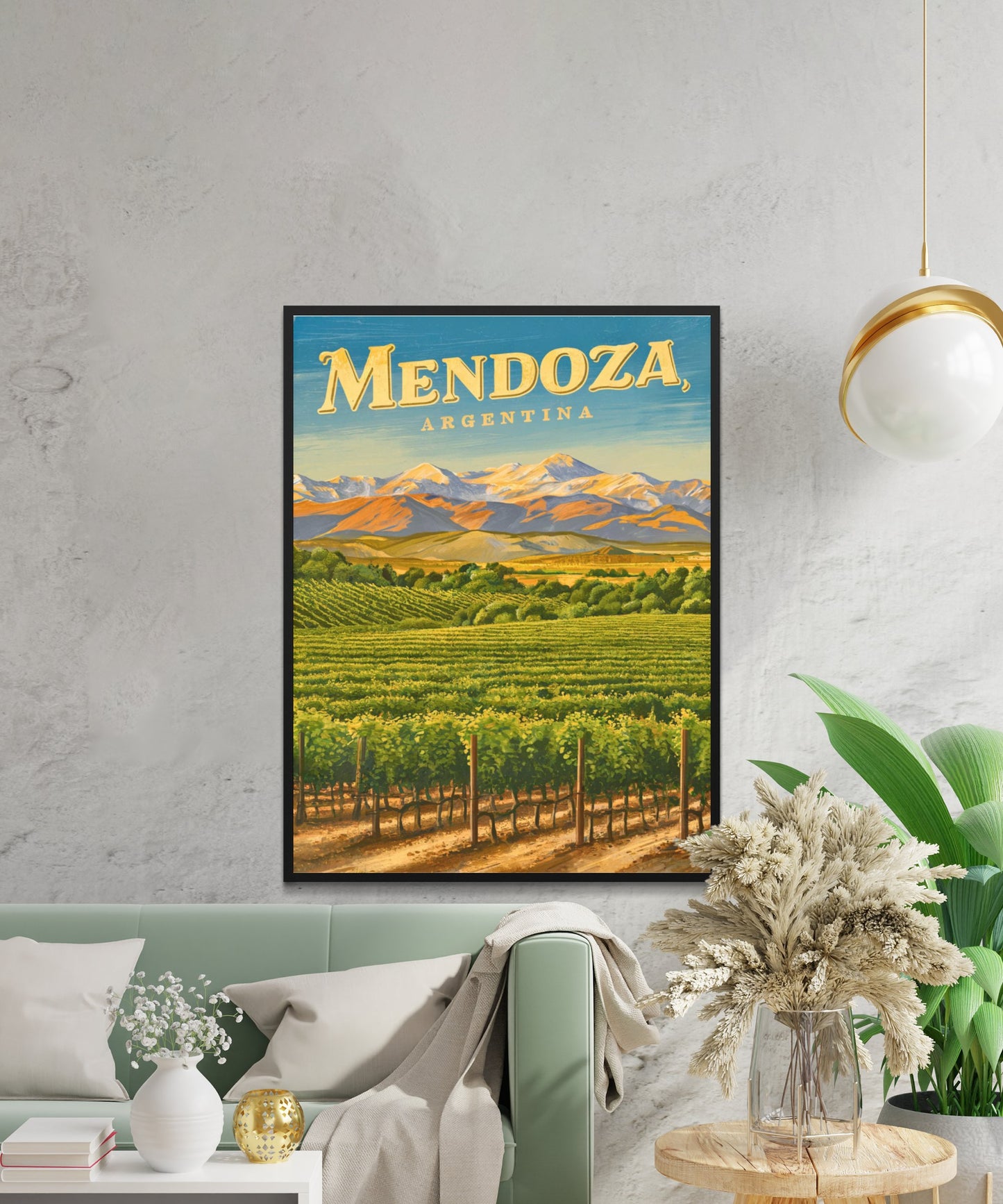 Mendoza Vintage Travel Poster - Captivating View of Argentina Vineyard Landmark