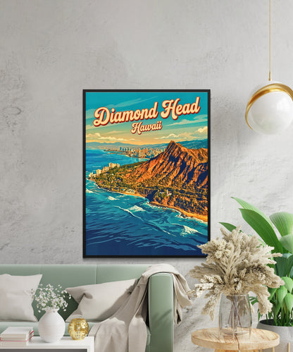 The Iconic Diamond Head Vintage Travel Poster