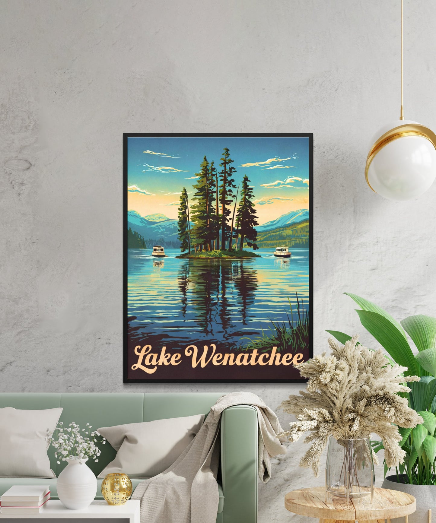 Lake Wenatchee Vintage Travel Poster  - Travel along the beautiful Serene Lake in Washington