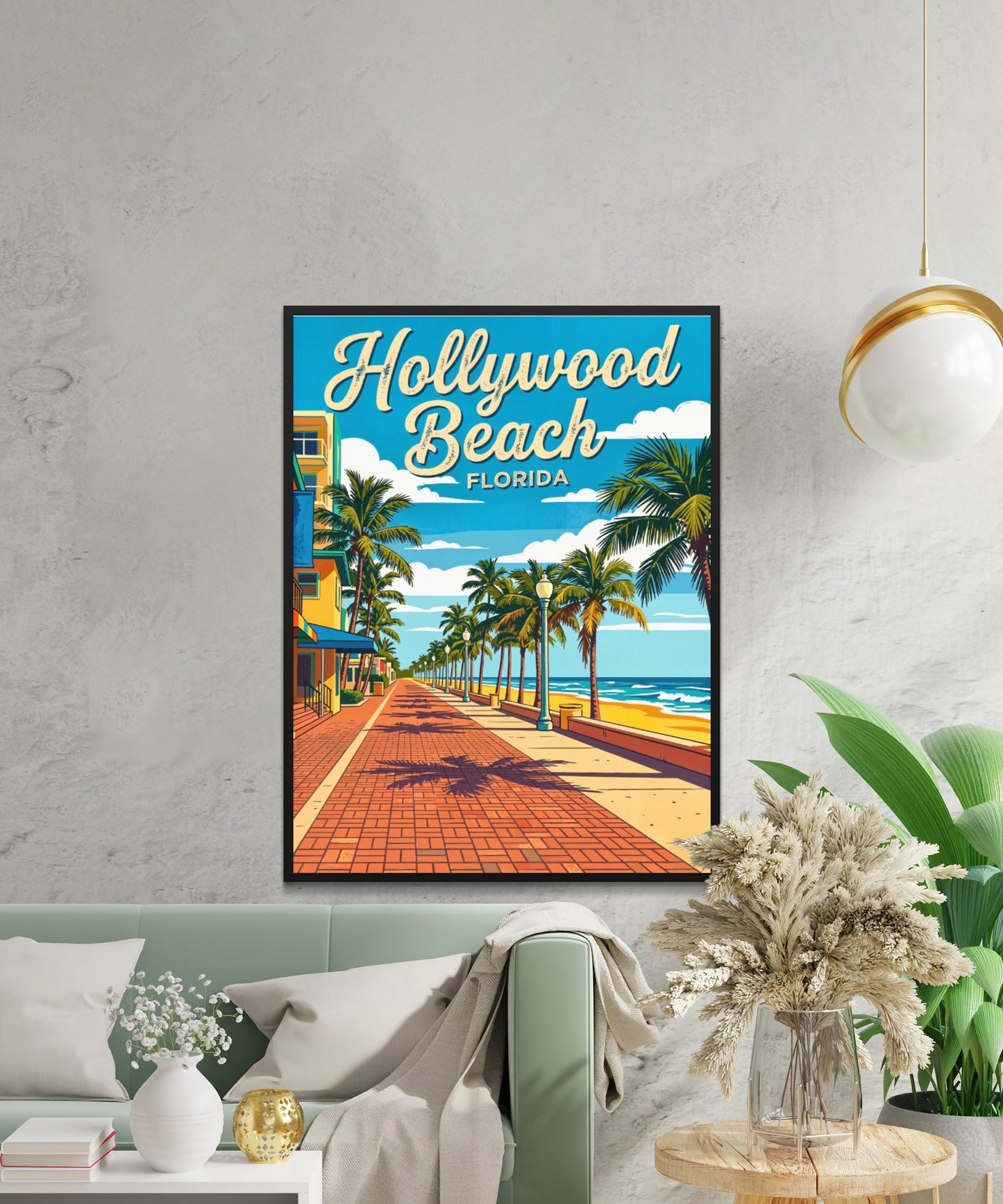 Hollywood Beach Vintage Travel Poster - Paradise Awaits at Hollywood Beach
