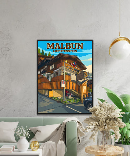 Malbun Vintage Travel Poster - Charming Hotel