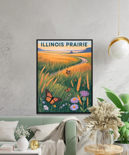 Illinois Vintage Travel Poster -  Roam Free in Prairie Country