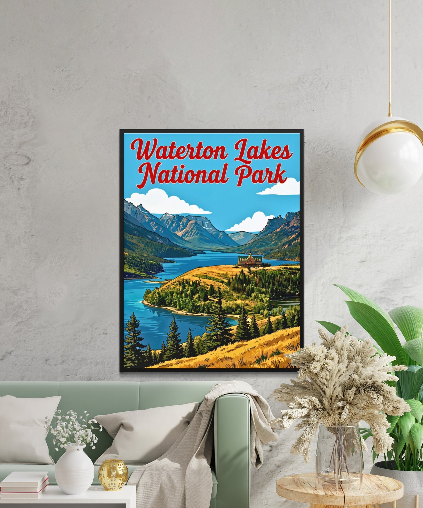Waterton Lakes National Park Vintage Travel Poster - Majesty at the Borderlands