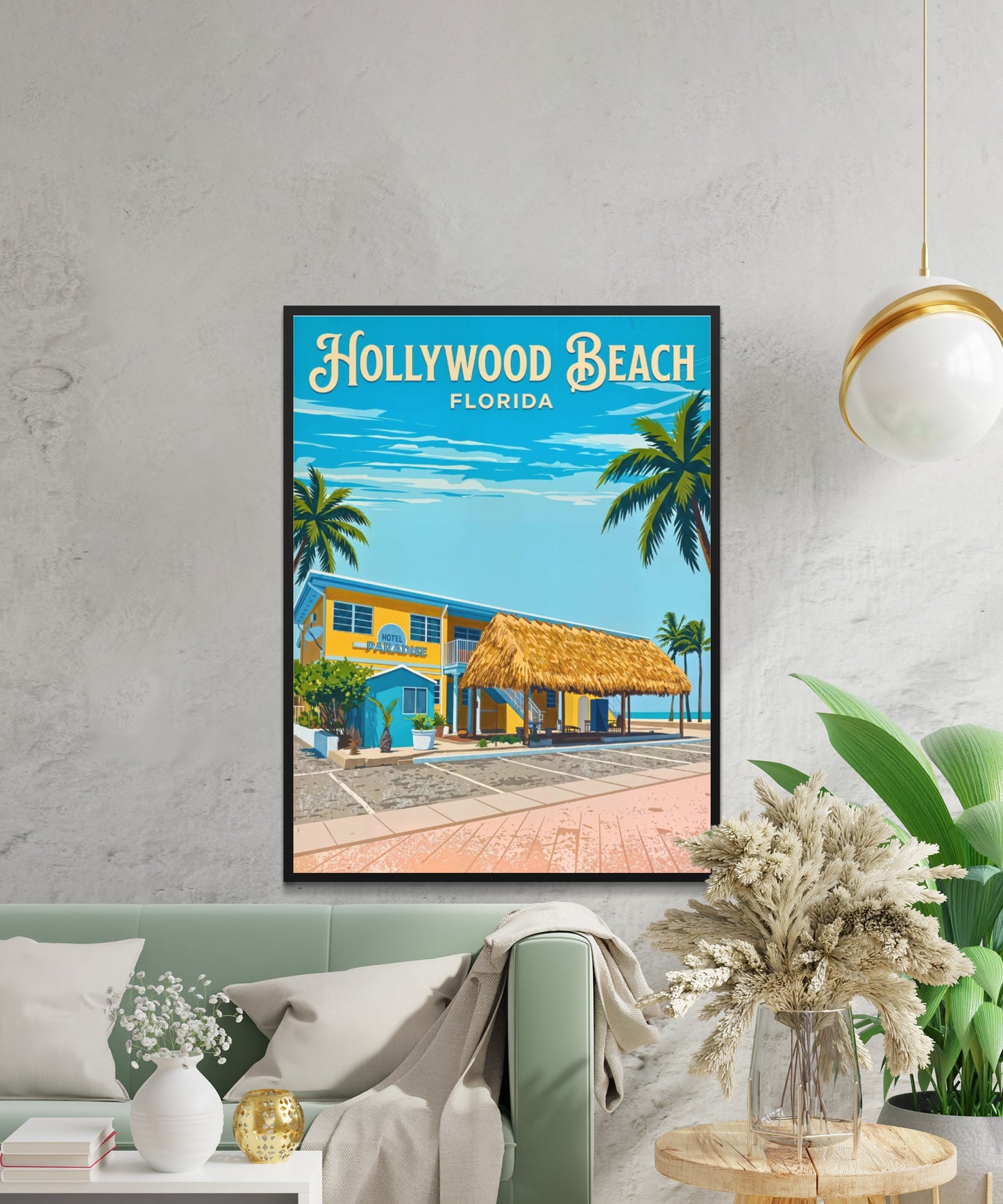 Hollywood Beach Vintage Travel Poster - Florida Beach Hotel