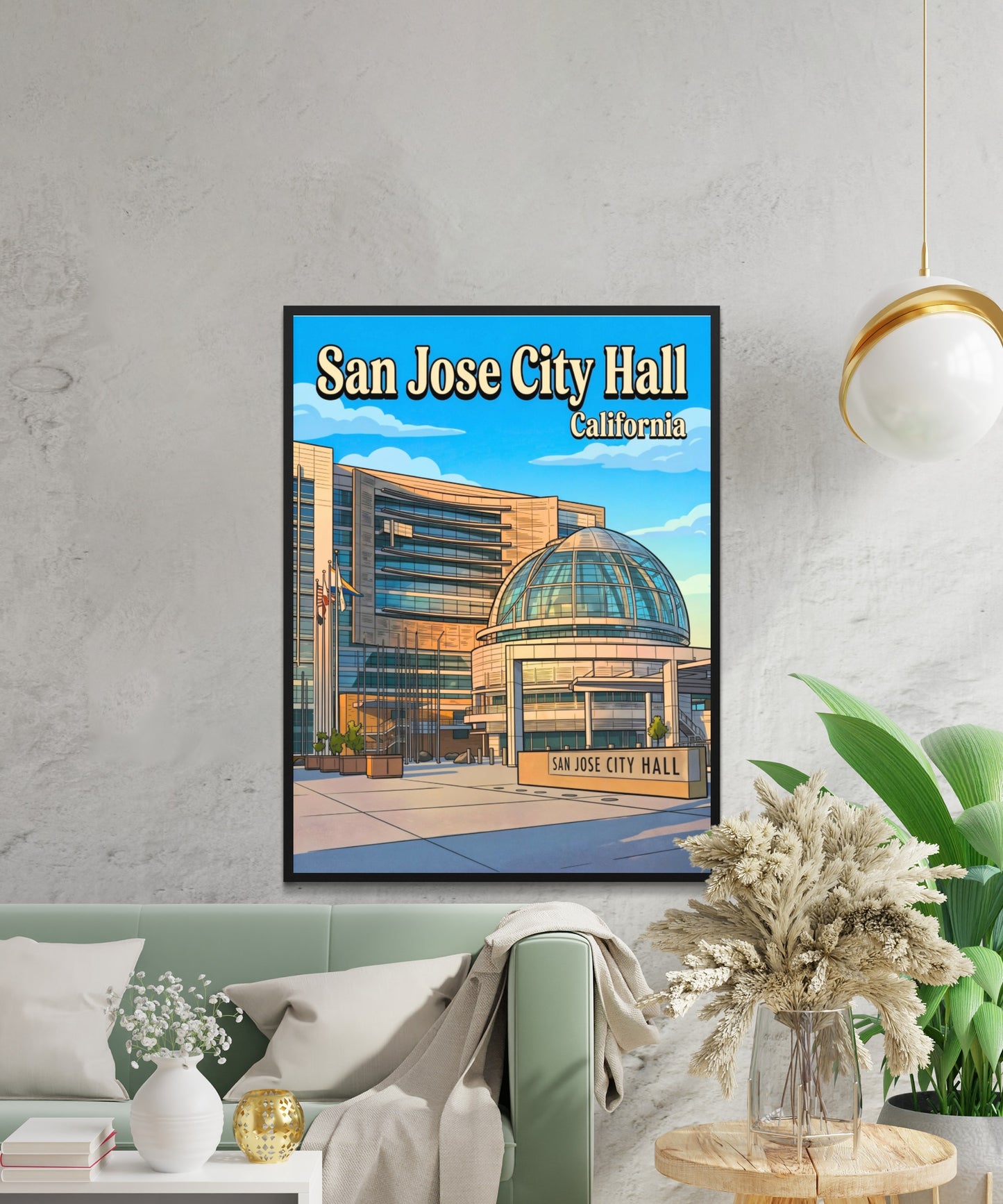San Jose City Hall Vintage Travel Poster - California