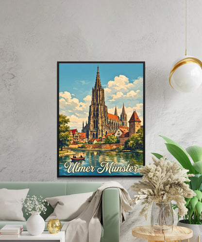 Ulmer Münster Vintage Travel Poster - Spire of the Danube