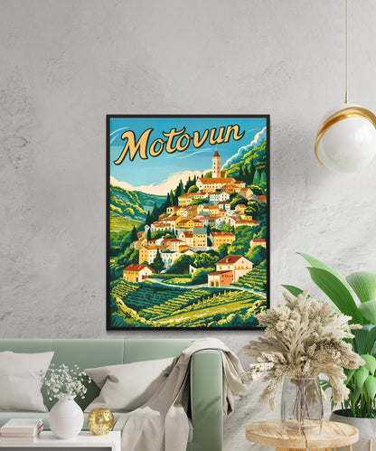 Motovun Vintage Travel Poster - Jewel of Istria