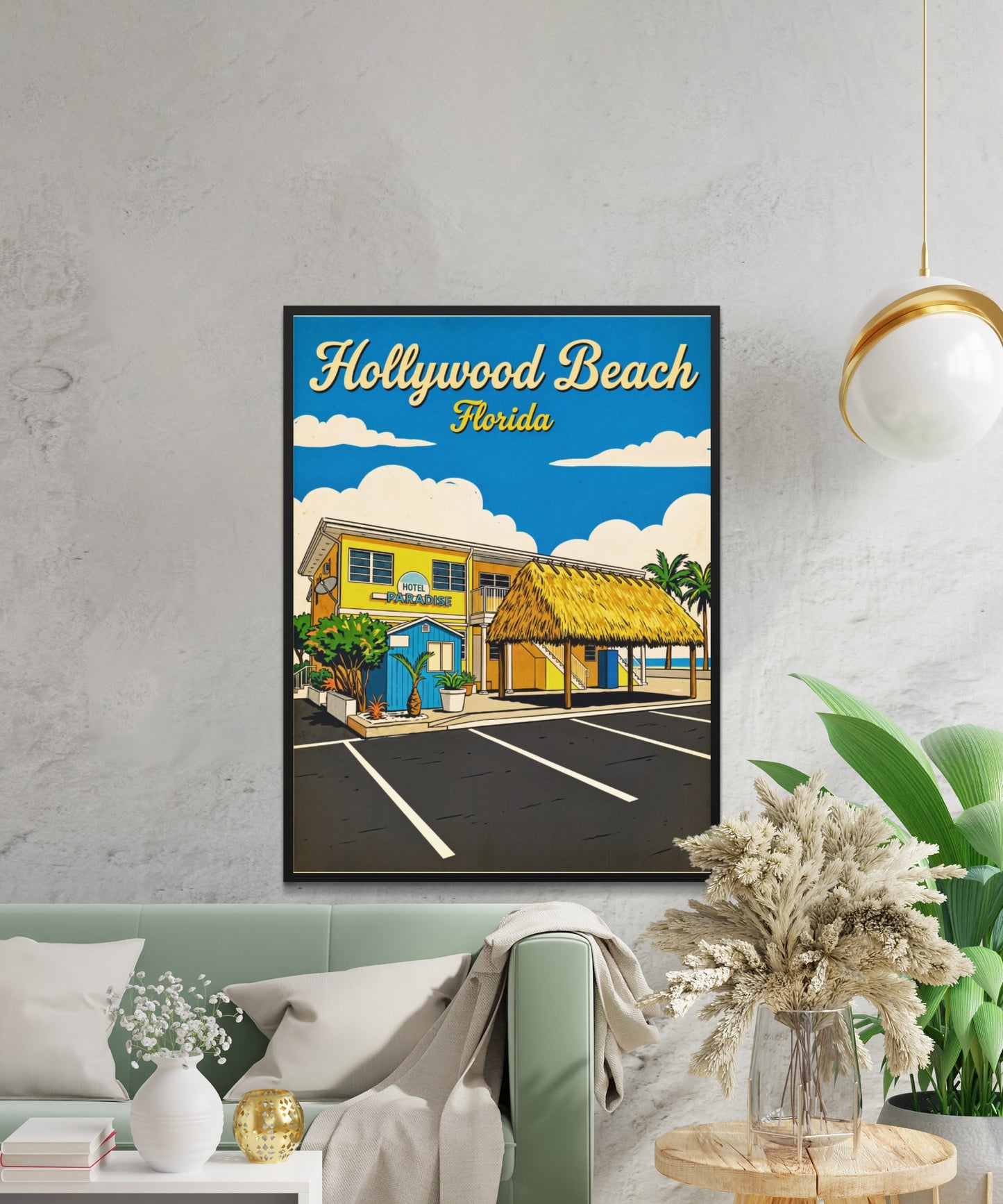Hollywood Beach Vintage Travel Poster - Hotel Paradise by the Sea