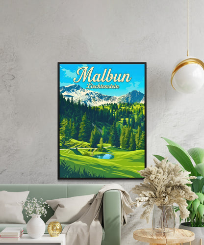 Malbun Vintage Travel Poster - Alpine Dreams