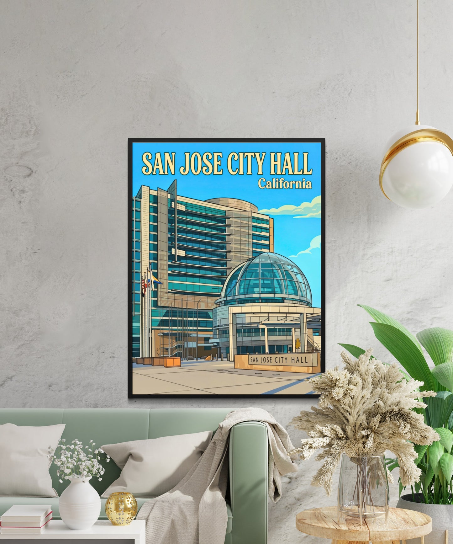 San Jose City Hall Vintage Travel Poster - Modern Civic Dream