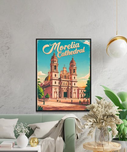 Morelia Cathedral Vintage Travel Poster - Spiritual Icon