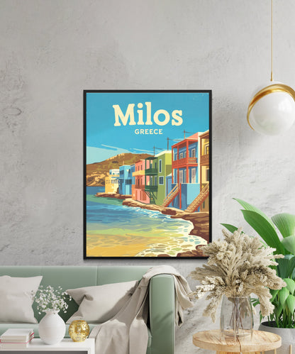 Milos Vintage Travel Poster